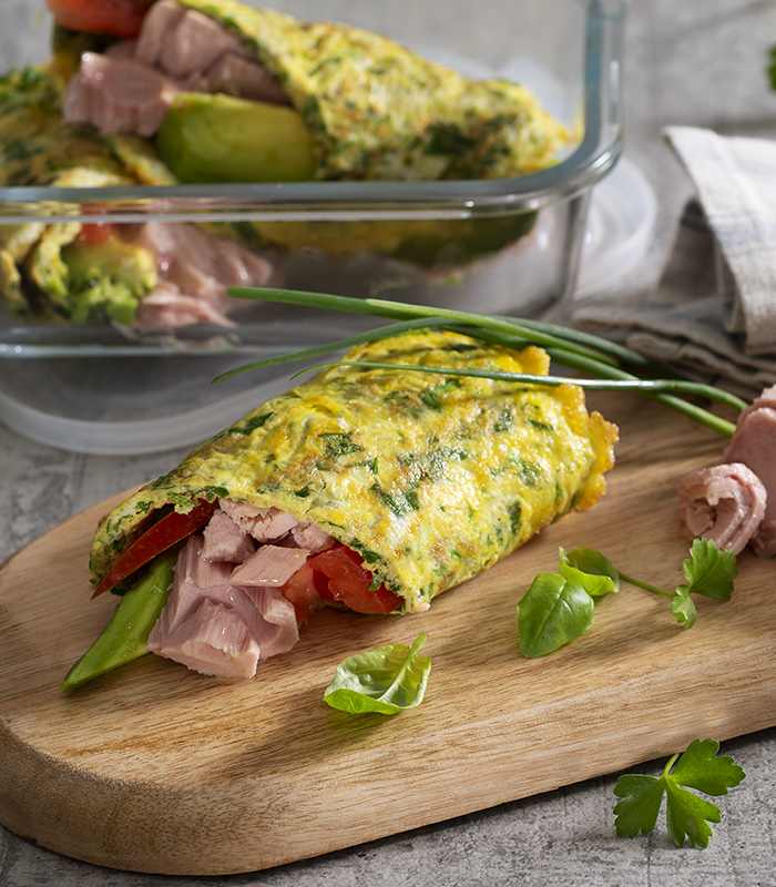 Roll alle erbe farcito con tonno e verdure