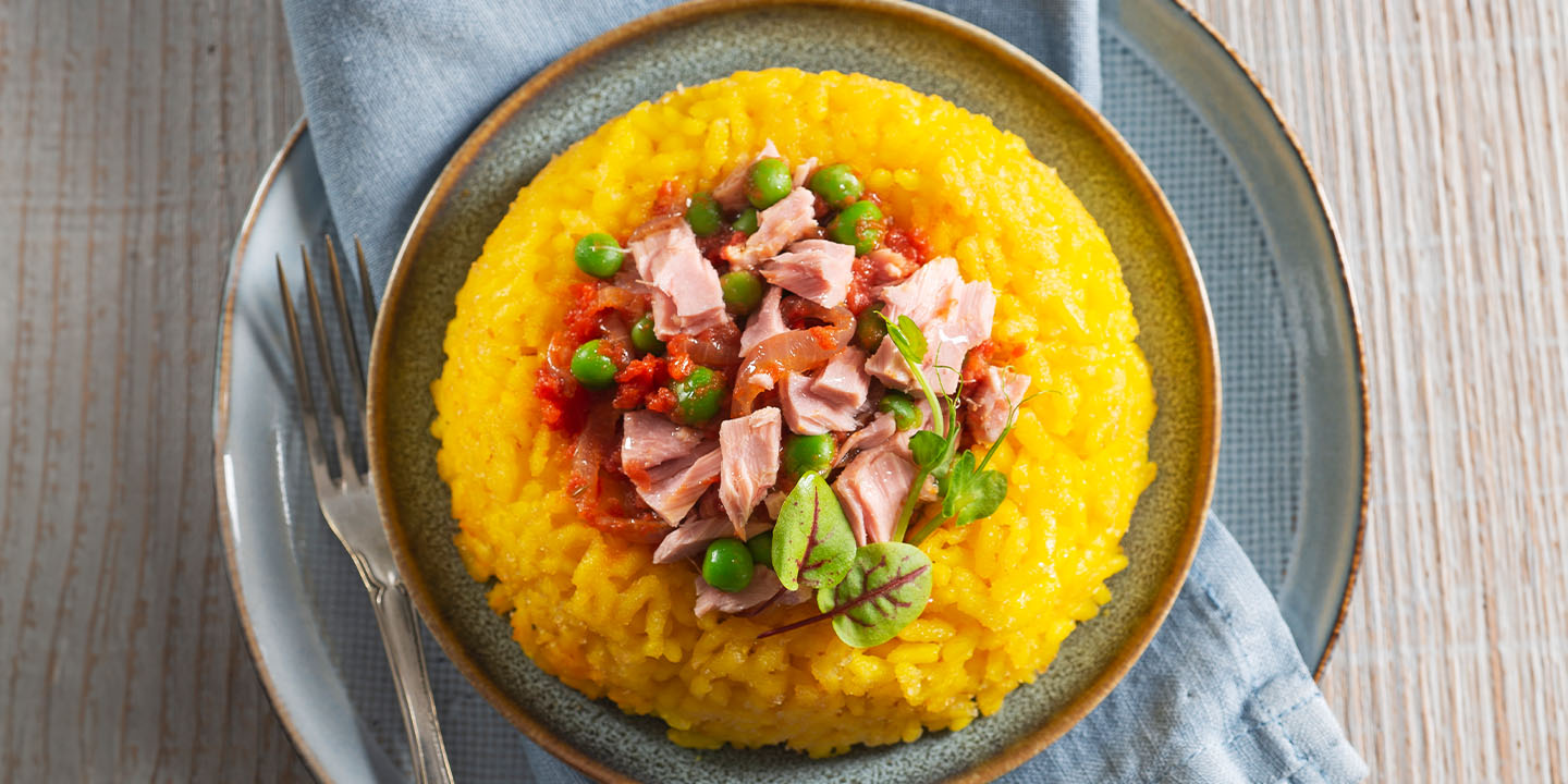 Sformato di riso con tonno e piselli